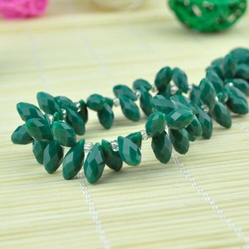 Wholesale 100pcs 6x12mm Crystal Bead Green Porcelain Tear Drop Spacer Loose Beads DIY Jewelry Making