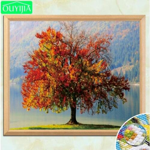 OUYIJIA Golden Tree Oil Painting Style 5D DIY Diamond Painting Full Square Rhinestones Mosaic Diamond Embroidery For Sale