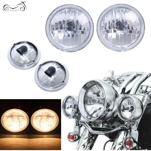 Motor 4 1/2" Clear Chrome Round Auxiliary Passing Lamp Driving Headlight Spot Fog Light For Harley Dyna Softail Road King Fatboy