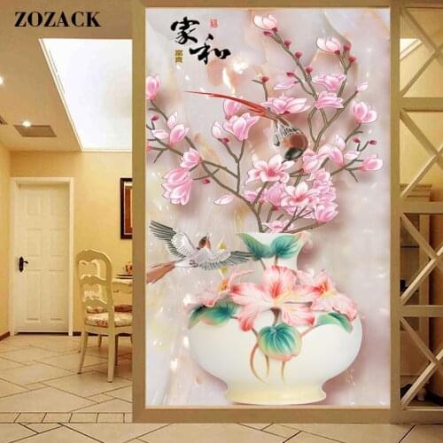 Needlework,Dmc,11CT,Cross-stitch,kits,Bird flower vase patterns print canva chinese Counted Cross Stitch Sets Full embroidery