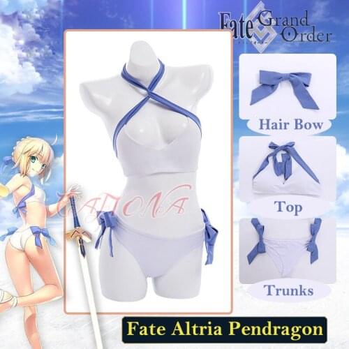 Cafiona Sexy Bikini Set FGO Fate Grand Order Altria Pendragon Cosplay Costume Girls Swimwear