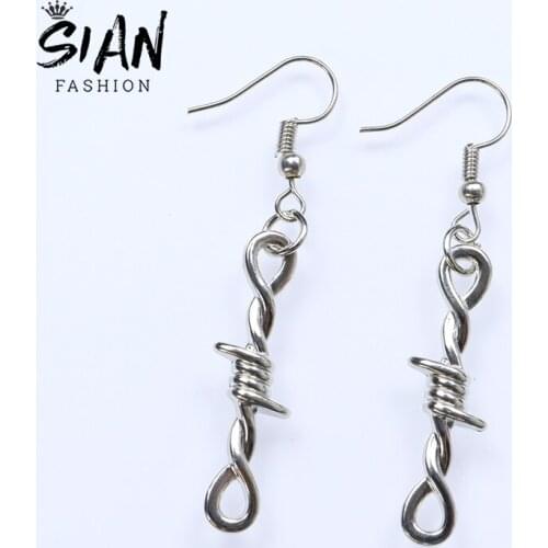 New Fashion Vintage Small Wire Brambles Iron Dangle Earrings Hip-hop Gothic Punk Style Drop Earring for Women Girls Jewelry Gift