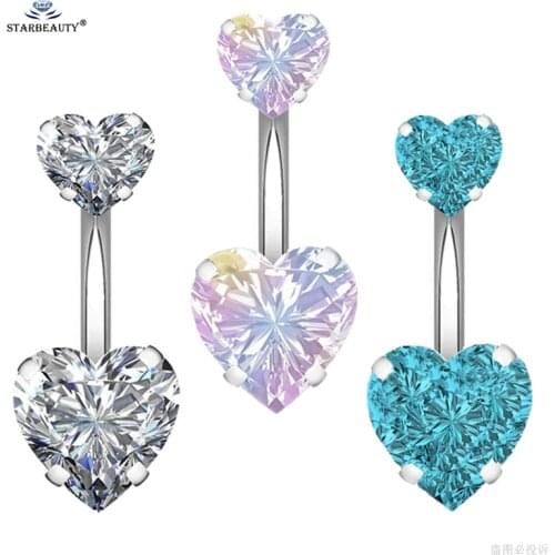 1pc Top Bijoux Double Heart Belly Piercing Nombril Belly Button Rings Earrings Navel Piercing Ombligo Sexy Party Dance Pircing