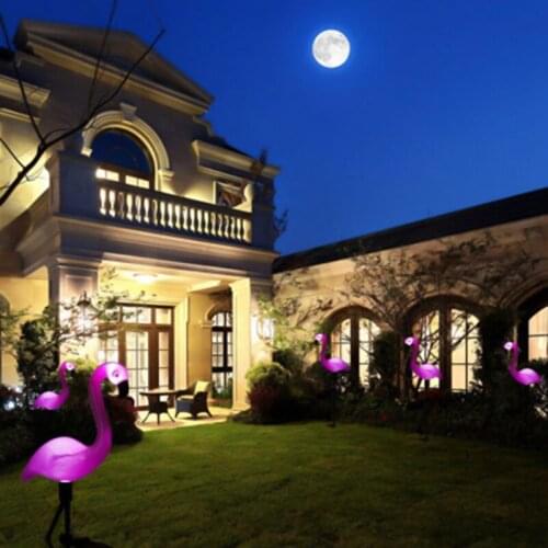 Solar Power Pink Flamingo Lawn Light Decoration Garden Stake Landscape Lamp Outdoor Night Lights New Party Deco Animal Lights
