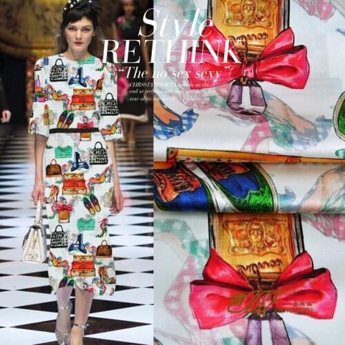 Super High-end Computer Digital Heavy Stretchy Natural Silk Fabric african quilt fabrics Fashion Shoes Bag Printed Woven