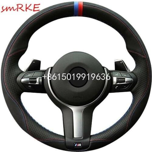 Top Suede Leather Car Steering Wheel Hand-stitch on Wrap Cover For BMW F87 M2 F80 M3 F82 M4 M5 F12
