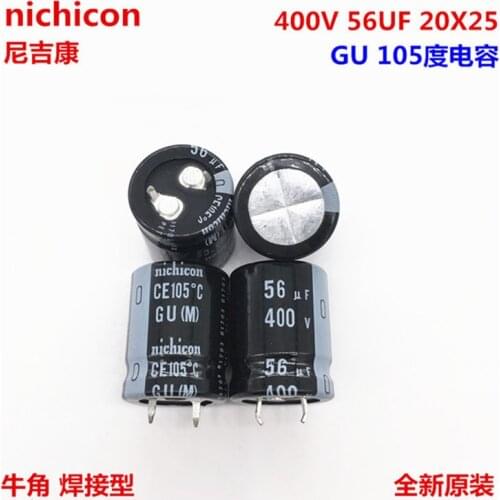2PCS/10PCS 56uf 400v Nichicon GU 20x25mm 400V56uF Snap-in PSU Capacitor