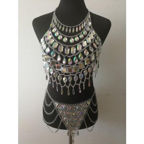 New Fashion Style WRB1085 Women Silver Alloy Chains Acrylic Beads Bondage Beach Neck Chain Choker Necklace Jewelry Accessories