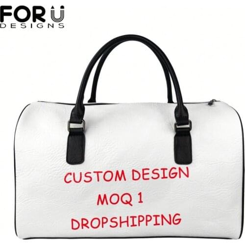 FORUDESIGNS Womens Travel Bag Pu Leather Duffle Bags for Girls Customized Image/Name/Logo Weekend Shoulder Bags Carry On Totes