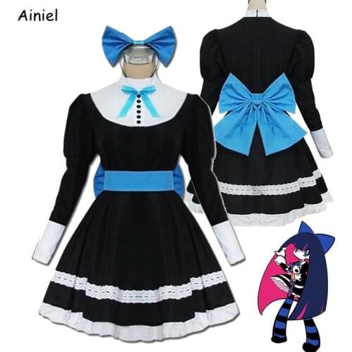 Women Girls Stocking Anarchy Cosplay Wig Anime Panty & Stocking with Garterbelt Heroine Costume Dress Skirts Uniform Halloween
