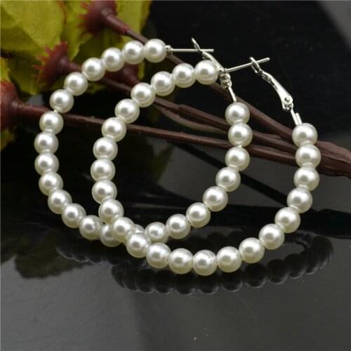 Hoop earrings for women Plastic Beaded Big shiny circle 2020 Trend Fashion wild personality Young female Earrings Accessories