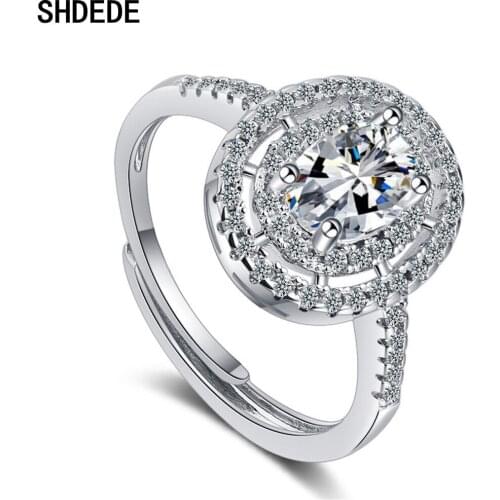 SHDEDE Women Jewelry Ring Embellished With Crystals From Swarovski 925 Sterling Silver Proposal Finger Rings For Girl -X354
