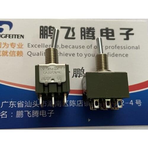 1PCS Imported Japanese NKK M-2032 miniature toggle switch 9-foot 2-speed shaking head rocker arm toggle switch 6A125V