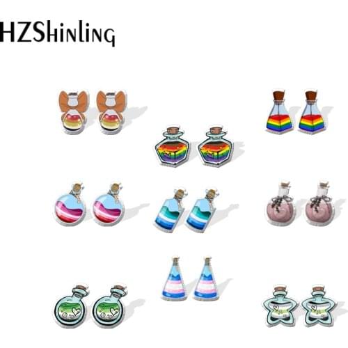 2021 New Pride Potions Stud Earring Love Magic Crystal Acrylic Resin Earrings Epoxy Handmade Jewelry Gifts Girl