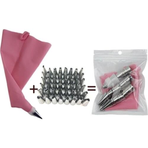 8/14/26/50pcs Pink Silicone Pastry Bags Tips 48 Icing Piping Nozzle Cream Reusable Pastry Bag Cake Decorating Tool Pastry Nozzle