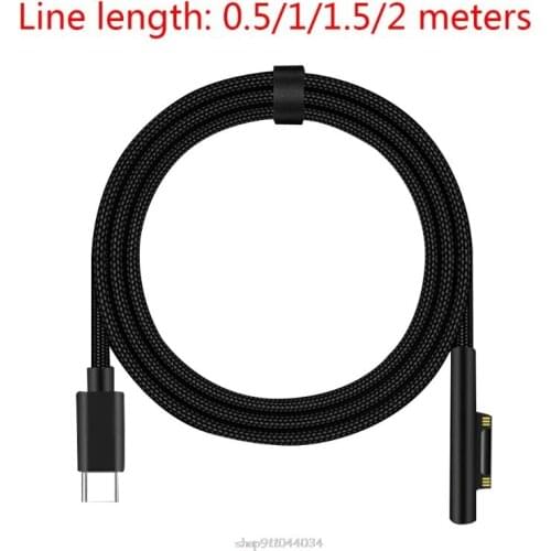 Type C Power Supply Charger Adapter 15V 3A PD Fast Charging Cable for Micro-soft Surface Pro 3 4 5 6 GO 0.5/1/1.5/2m F19 21