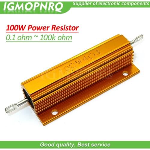 2PCS 100W Aluminum Power Metal Shell Case Wirewound Resistor 0.01 ~ 100K 1 0.5 1 2 4 6 8 10 20 100 150 200 300 500 1K 10K ohm