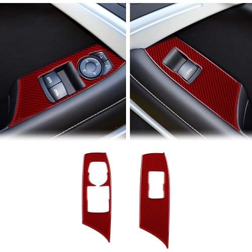 Window Control Lifting Switch Auto Stickers Decor Covers for Chevrolet Camaro 2017 2018 2019 2020 (2Pcs Red)