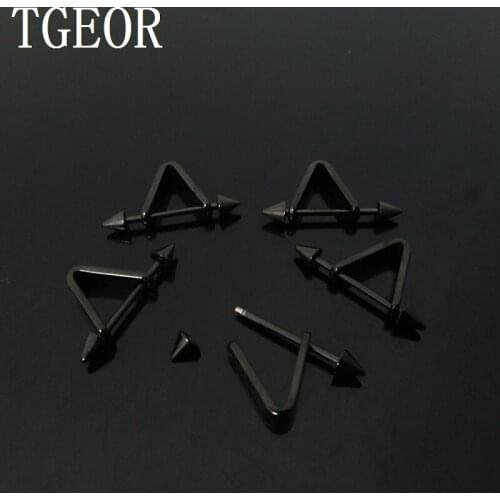 Free shipping piercing 1 Pair stainless steel ear piercing earring Triangle piercing nipple ring
