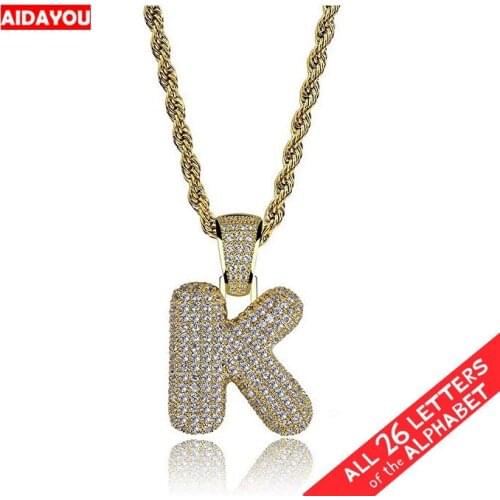 Initial Letter Necklace Bubble Chain Hip Hop Jewelry Necklace Iced Out Chains All 26 Alphabet acc026
