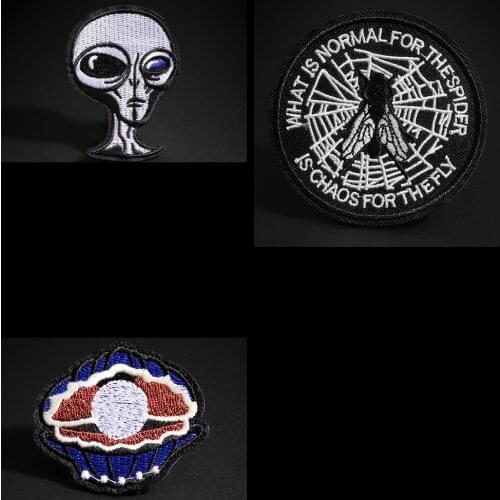 Black and white alien Pearl cartoon patches sweater and down jacket decoration Badge Students cool DIY decals ironing on clothes