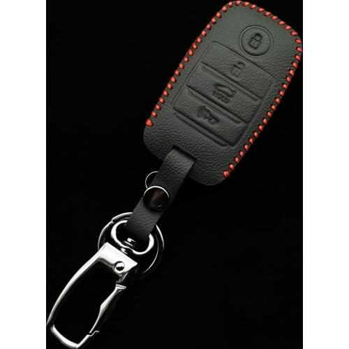 For Kia Sorento/Rio/Rio5/Optima/K5/K4/KX3 4 Buttons Keyless Entry Smart Stylish Genuine Leather Key Case Cover Car Styling