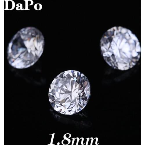 Hot Hearts and Arrows 1.8mm 1000Pcs A-3A Quality Round Machine Cut Clear White Cubic Zircon Stones Synthetic Gems For Jewelry