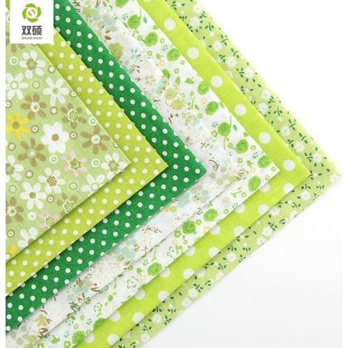 Cotton Fabric No Repeat Design Green Series Patchwork Fabric Fat Quarters Bundle Sewing For Fabric 7pieces/lot 50x50cm A1-7-6
