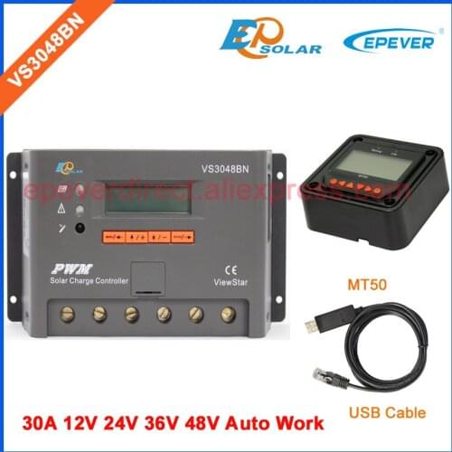 PV controller EPEVER EP series Solar panels regulator VS3048BN 30A 30amps regulator charger 36V/48V/24V/12V auto MT50 Meter