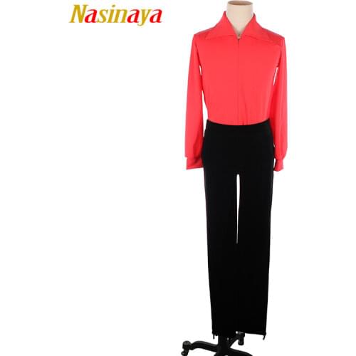 Customized Figure Skating Suit Jacket Polyamide Fibre Tops for Boy Velvet Pants Men Training Competition Ice Skating White Black