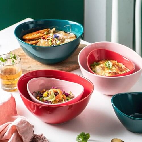 Nordic Creative Ceramic Ingot Baked Bowl Cheese Baked Rice Bowl Fruit Assortment Salad Bowl Home Hotel Soup Bowl Vegetable Bowl