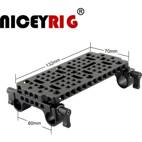 NICEYRIG Cheese Mounting Plate Support System add Double Articulating Arms 15mm Rod Clamp for Battery Converter Boxes and More