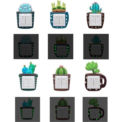 Cute 3D Light Switch Cover Sticker Plant Art Socket Decal Bedroom Decoration