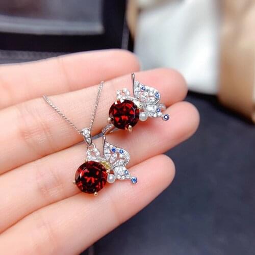 Mozambican garnet women set 925 sterling silver inlay fashion new gift for the girls wedding anniversary party