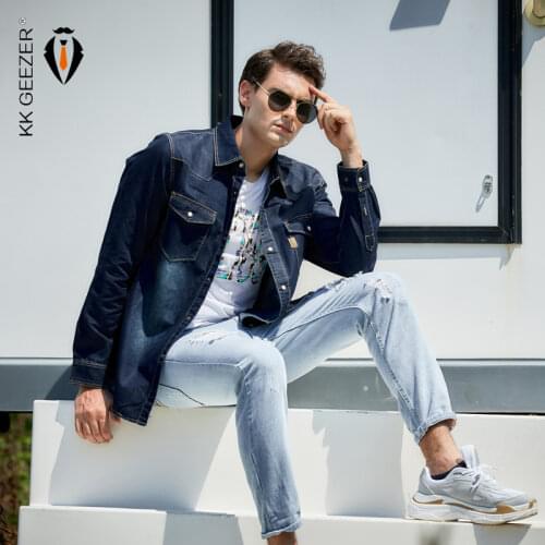 Light Blue Jeans Shirt Men Denim Shirts M-4XL Long Sleeve Black Military Cotton Casual Shirt Top Quality Brand Loose Dress Shirt