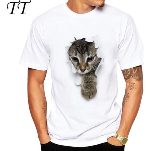 2019 Fancy 3D Cute Cat Animal Print T-shirts Men male Summer Tops Tees T shirt Men o-neck Short Sleeve Fashion Tshirts farmer