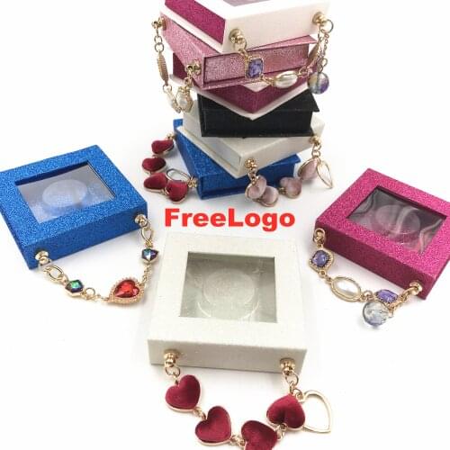 NEW wholesale Square lash box alse Eyelash packaging box 3d mink lashes boxes faux cils strip diamond chain magnetic case empty