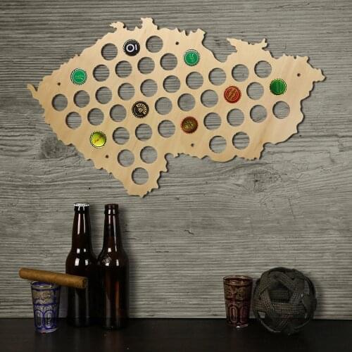 Pub Bar Beer Bottle Cap Display Holder Czech Republic Beer Cap Map Czech Map Wooden Wall Sign Unique Gift For Her Him