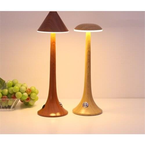 Rechargeble Bar Table Lamp Retro Creative Wooden Color Bar Table Light Personality KTV Restaurant Cafe Atmosphere Night Light