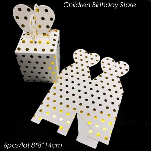 6pcs/lot gold polka dots gift boxes gold dots birthday party decorations baby shower party supplies polka dots candy boxes