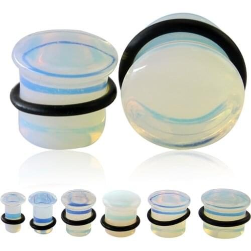 Natural Opalite Stone Ear Plugs Tunnels Hot Fashion Ear Gauges Piercing Ear Tunnel Expander Women Men Ear Stretcher Body Jewelry