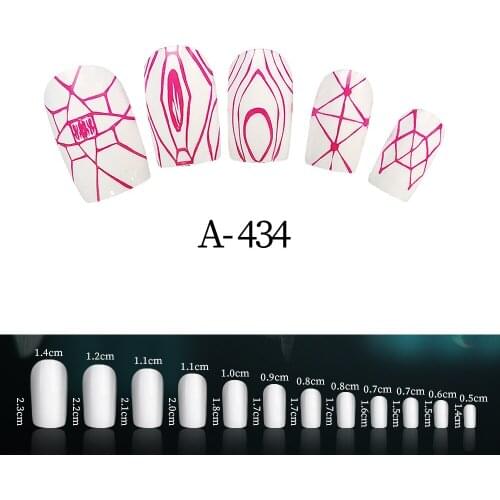 24PCS/Box Simple Artificial Full Cover Nail Flat White And Red Designed French Ballet False Nails Art DIY Manicure Tools
