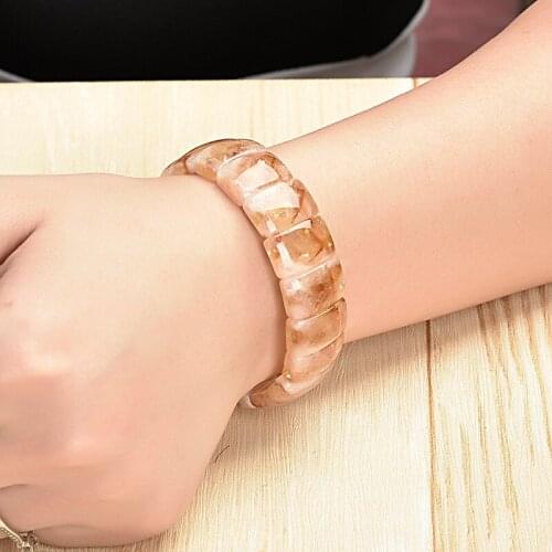 Pure gold transparent pearl bracelet with high-end Topaz Crystal pyramid atmosphere