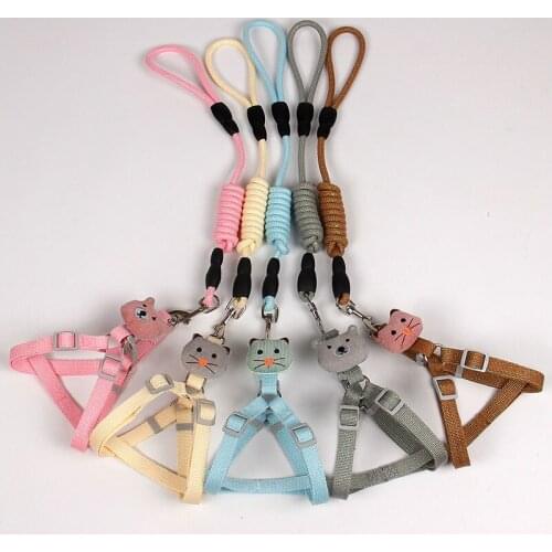 Dog Collar Harness Leash Adjustable Nylon Pet Traction Cat Kitten Dog Halter Collar Vest Harnesses Cat Products Pet Harness Belt