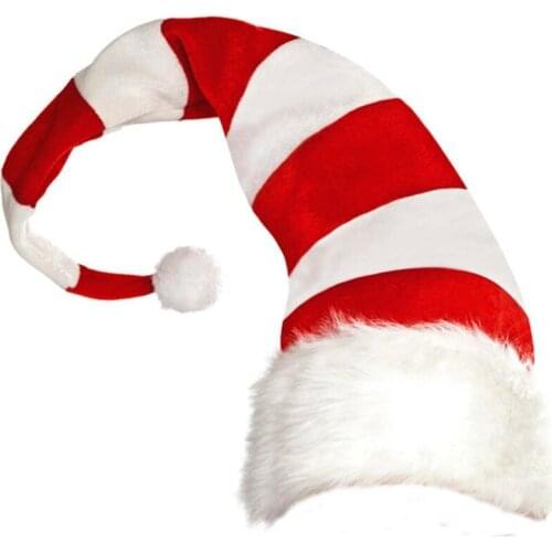 Christmas Hat Plush Elf Santa Hat Ornament Decoration Christmas Cap Turkey Hats New Year Xmas Party Props Decoration Red and whi