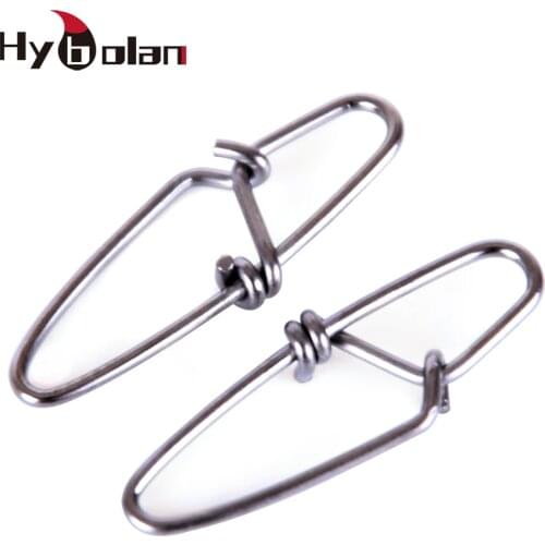 HYBOLAN Fishing Connector Snap Hooked 00-4# Pin Fastlock Clip Accessories Stainless Steel Tackle for Swivel Lure hook 50pcs