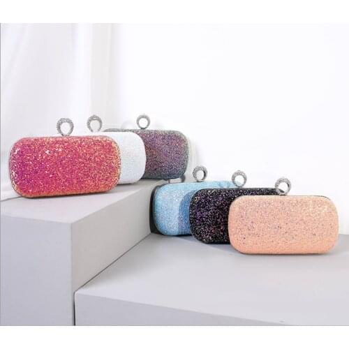 XIYUAN New shiny ring clutch bags fashion dress banquet evening bag Women Evening Bag Ladies Wedding Clutches Female Party gift