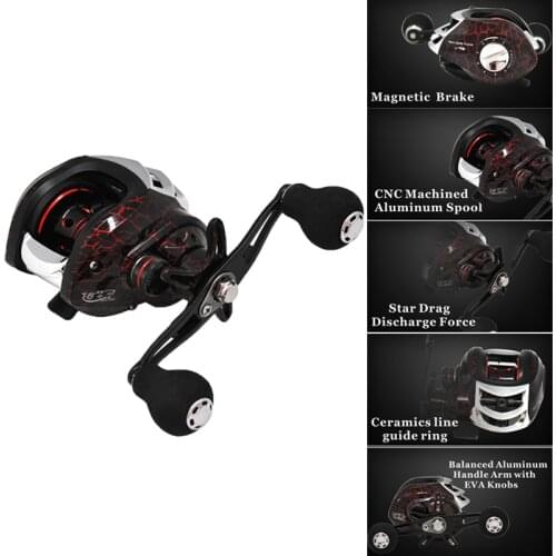 Baitcasting Reel Fishing Reel 7.1:1 High Speed 6KG Max Drag Magnetic System Wood Handle SaltWater Reel Fishing