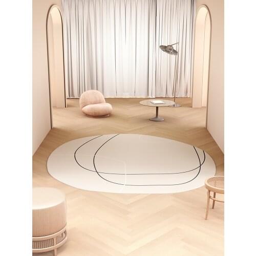 Wabi-sabi style living room carpet thickened sofa tea table blanket Japanese Morandi lamb wool oval bedroom bed blanket