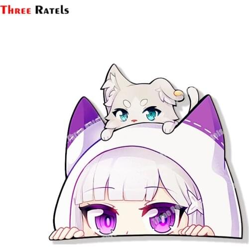 Three Ratels B316 Funny Cartoon Anime Emilia Peeker Stickers And Decals For Car Body Occlusion Scratch DIY Vinyl Material Decor